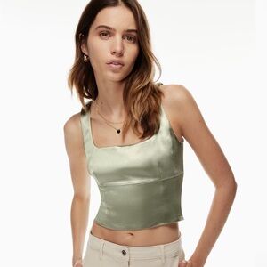 Aritzia Wilfred Shine Bustier in Silver Sage Green
